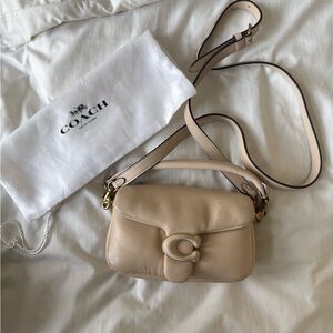 Coach Leather Crossbody Bag in Beige Cream with Gold Hardware